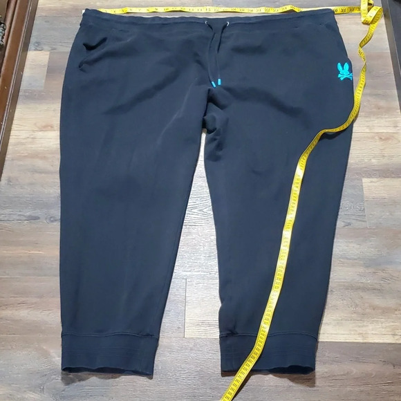 Pyscho bunny black and blue jogger sweat pants cinch waist - Picture 1 of 8